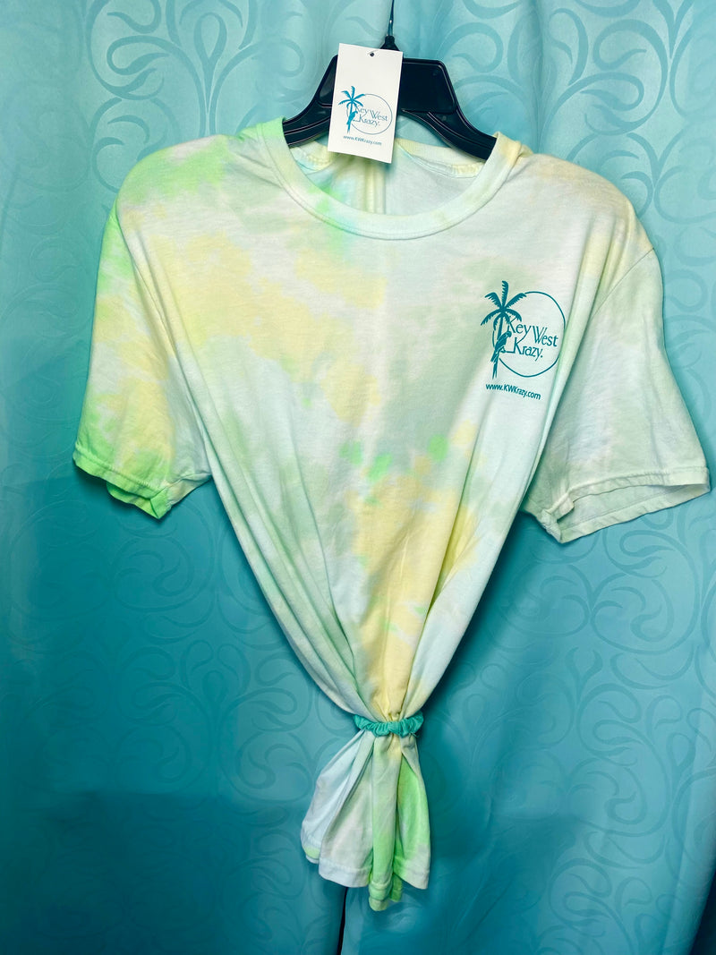 Key Lime Green Tropical colored tie dye t-shirts only in Large