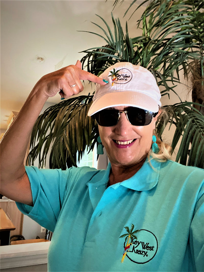 Free cap with any shirt purchase  -Key West Krazy White Baseball Cap
